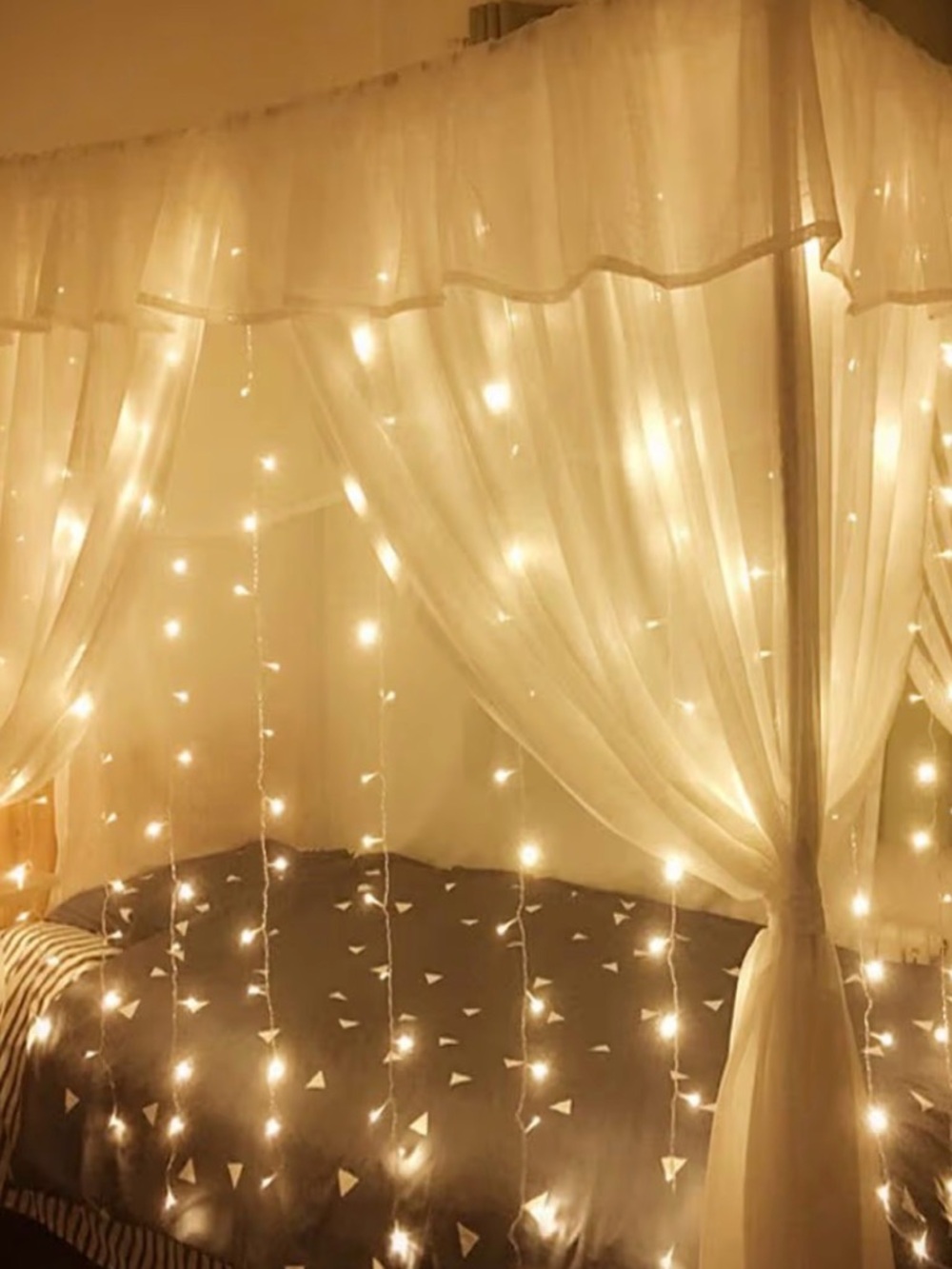 300 LED Curtain String Lights in Warm White